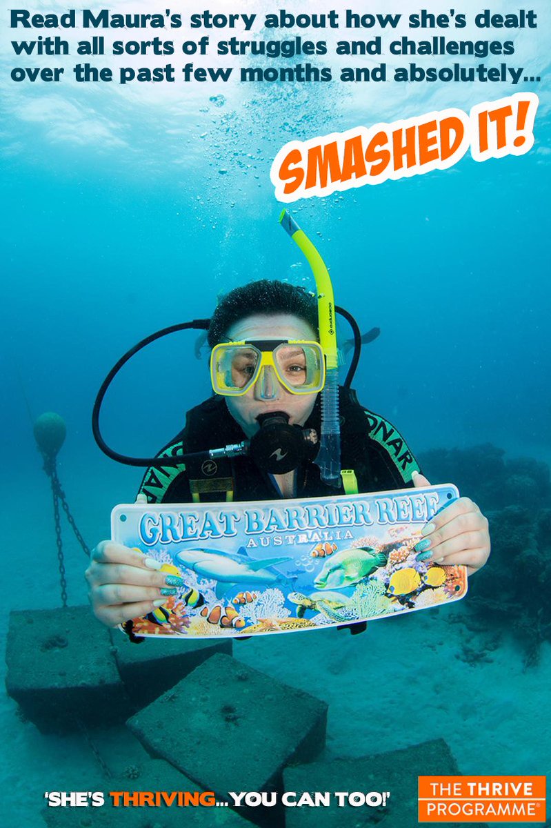 Maura continuing to smash it! When Maura first came to <a href="/thriveprogramme/">The Thrive Programme</a> earlier in the year, her mental health was spiralling out of control and now, fast forward a few months, she's scuba diving in the Great Barrier Reef! Such great work Maura!

#loveyourlife #smashedit