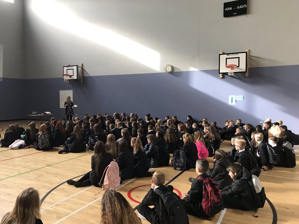 DA_MrsDavidson's tweet photo. Good morning #TeamDA and welcome back!! 

Miss Hawkins @DAInclusion welcoming all our new S1 pupils to @Dumbarton_Acad 

#StrivingForExcellence #WeCARE https://t.co/qGtXCJAj9b