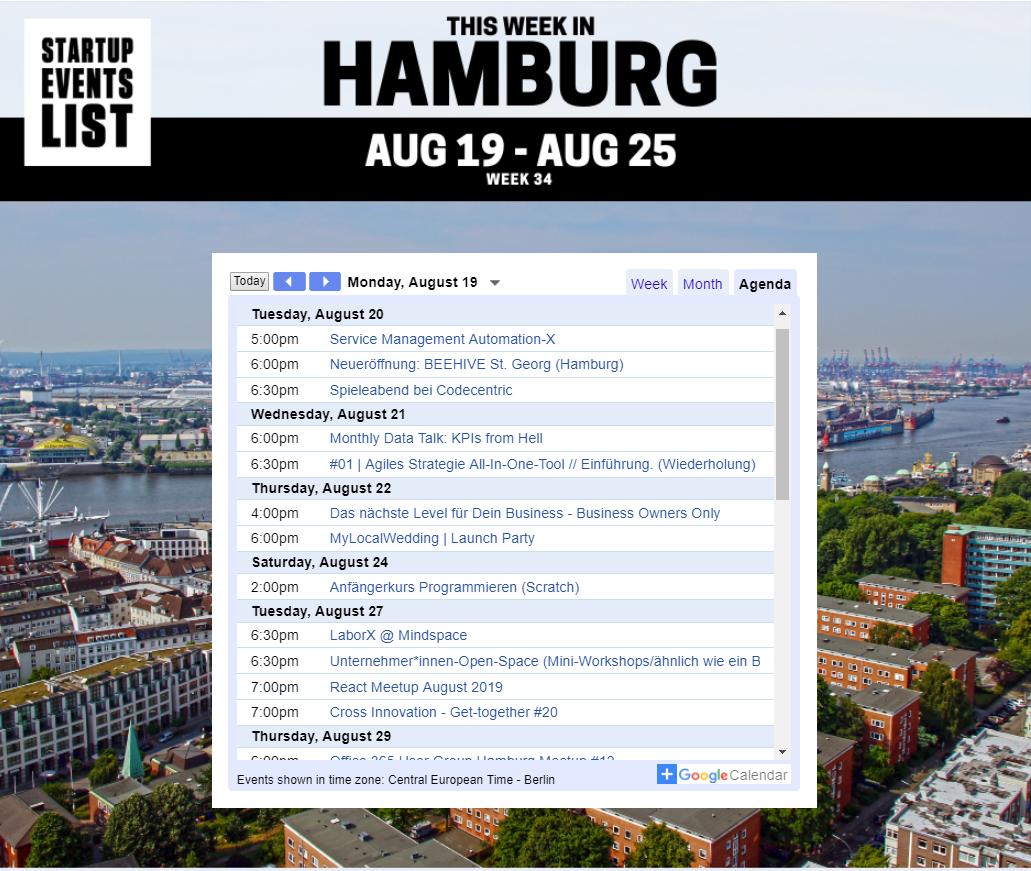 Monday's startup and tech events coming up in Hamburg. Get invites at startupeventslist.com/hamburg

#Hamburg #Germany #startups #tech