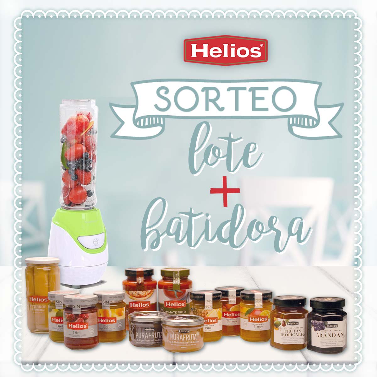 helios_es's tweet photo. #Sorteo | Participa y podrás ganar un lote de productos Helios y una batidora de vaso: 
1️⃣ Sigue a @heliosesvida en Facebook, Instagram y/o Twitter
2️⃣ Haz RT y responde a este  tweet mencionando a un amigo y contándonos cuál es tu secreto para combatir el estrés postvacacional 🥊 https://t.co/KW5uuc3qp2