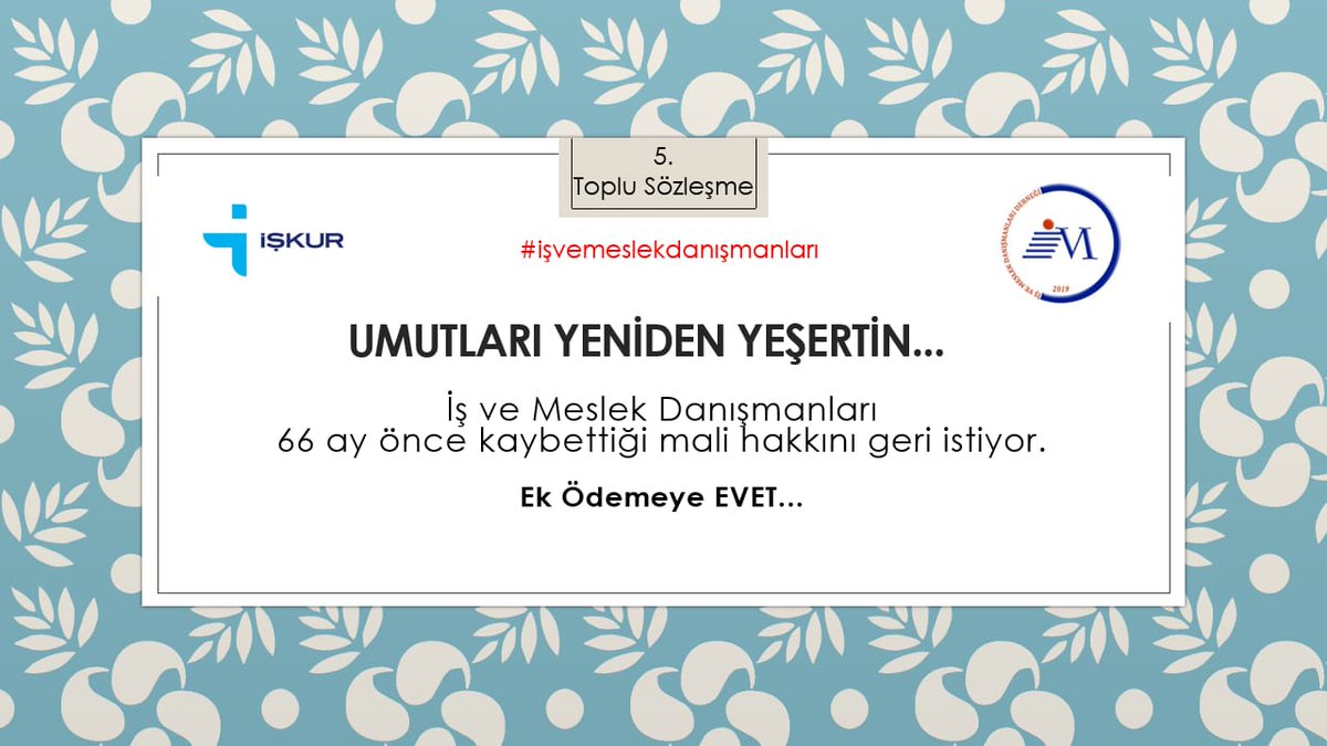 #isvemeslekdanısmanları ek ödemeyi beklemektedir 5000 İş ve Meslek Danışmanı müjdeli haber bekliyor. Umutları boşa çıkarmamalı
<a href="/CaferUZUNKAYA/">Cafer UZUNKAYA</a>
 
<a href="/iskurankara10/">İŞKUR DAYANIŞMA GRUBU</a>

<a href="/ZehraZumrutS/">Zehra Zümrüt Selçuk</a>
 
<a href="/MetinYilanci/">Metin YILANCI</a>
 
<a href="/RTErdogan/">Recep Tayyip Erdoğan</a>
 
<a href="/BuroMemurSen_/">Büro Memur-Sen</a>
 
@imd_dernegi
 
<a href="/BeratAlbayrak/">Berat Albayrak</a>
 
<a href="/MemurSenKonf/">Memur-Sen</a>
 
<a href="/HBTONBUL/">HACI BAYRAM TONBUL 🇹🇷</a>