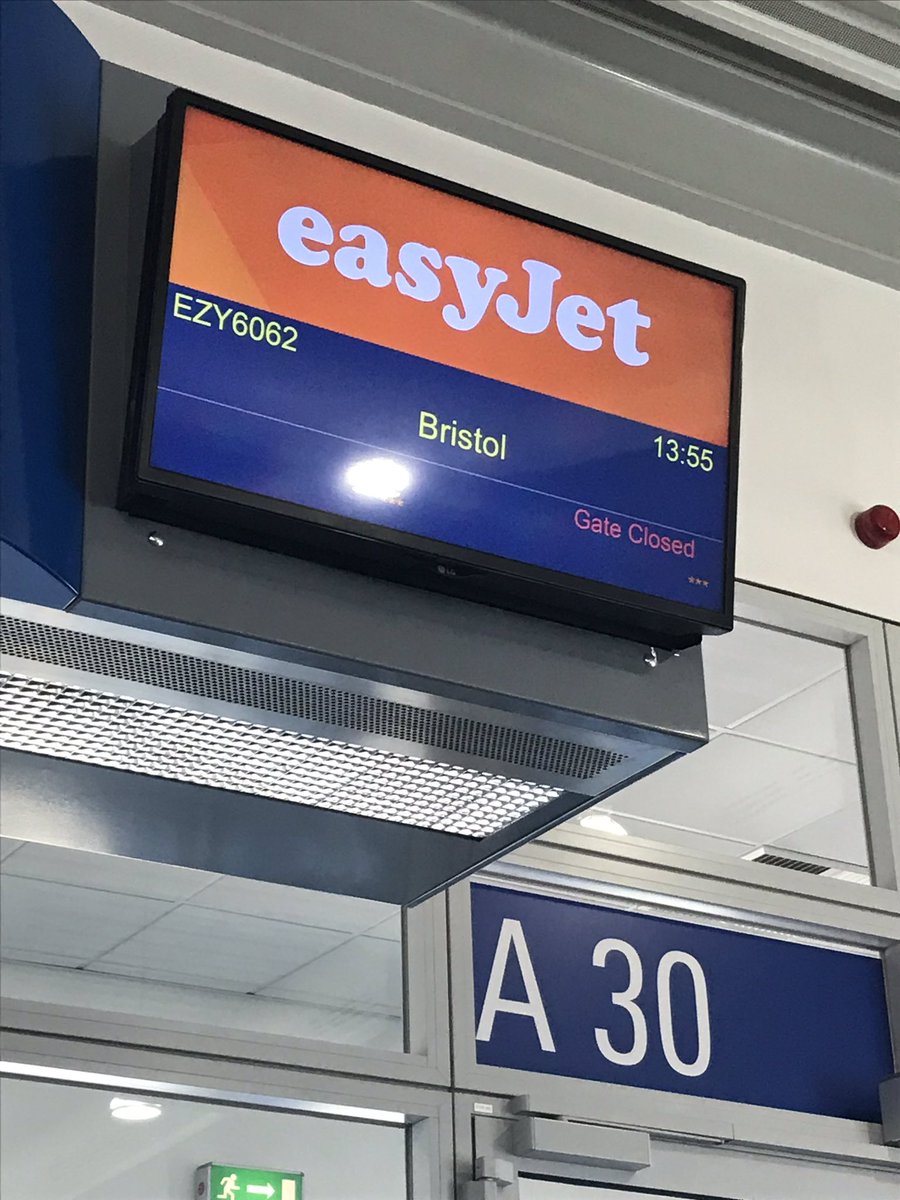 WatkissRyan's tweet photo. @easyJet Remarkable! Gate closed, yet none of us are onboard and people are still disembarking from our plane 👏😡 No apology or mention of delay by staff yet. #outraged #poorcustomerservice https://t.co/iaTRYcen9j