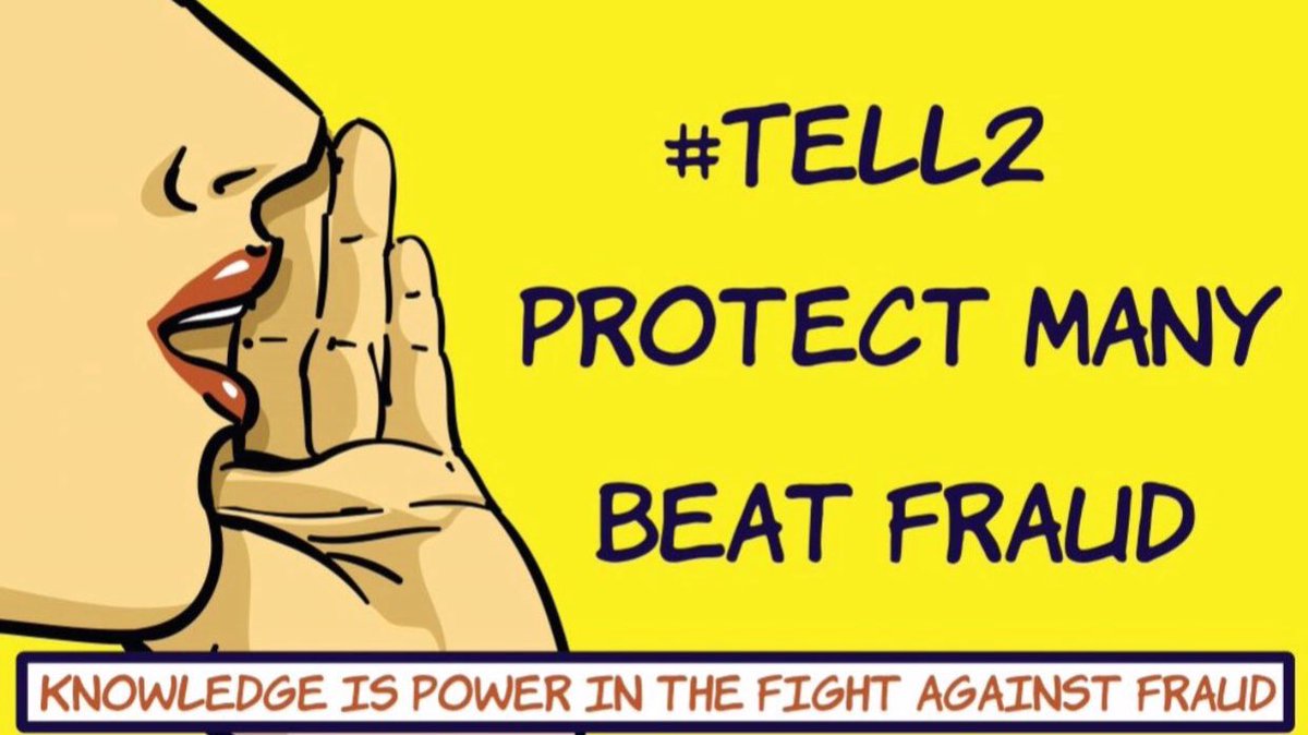 HELP⭐️

#Tell2 today, connect &amp; tell two people you know!

WHY❓

🗣Reinforces the knowledge of the teller

🗣Furthers the reach of fraud prevention messaging.

🗣Disrupts criminals

🗣Empowers/protects people from harm

An unbroken chain of 26 tell2’ers would reach 67 million❗️