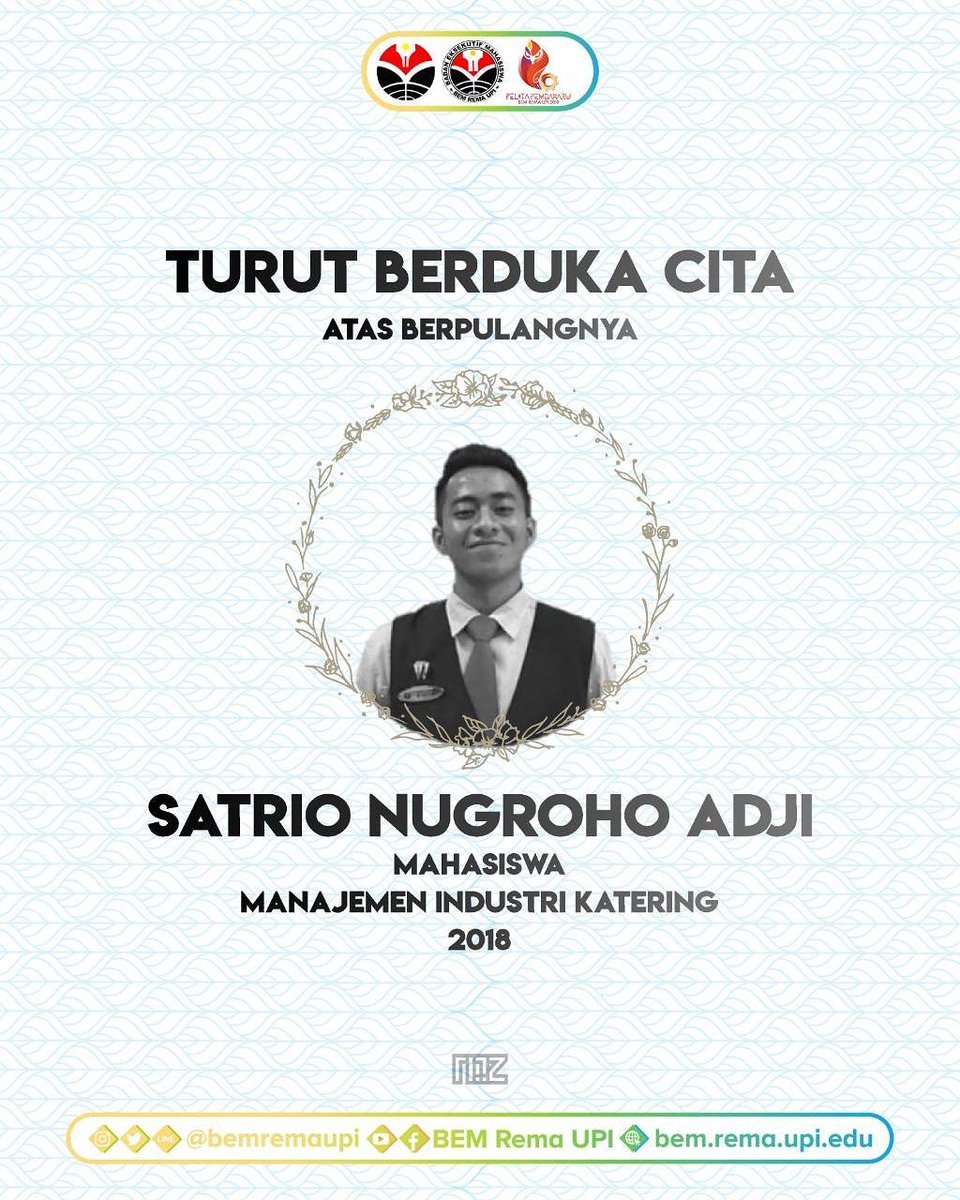 [TURUT BERDUKA CITA]

Innalillahi wa inna ilaihi rojiun.

Turut berduka cita atas meninggalnya SATRIO NUGROHO ADJI (MIK 2018), semoga amal ibadahnya diterima dan diberikan tempat terbaik di sisi-Nya.

#BEMREMAUPI2019