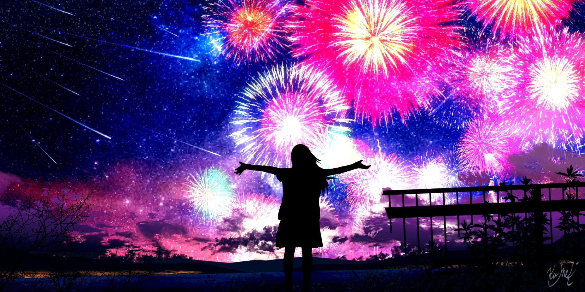 تويتر クメキ على تويتر 花火と星空の降る夜空 T Co Afdxrtptuz
