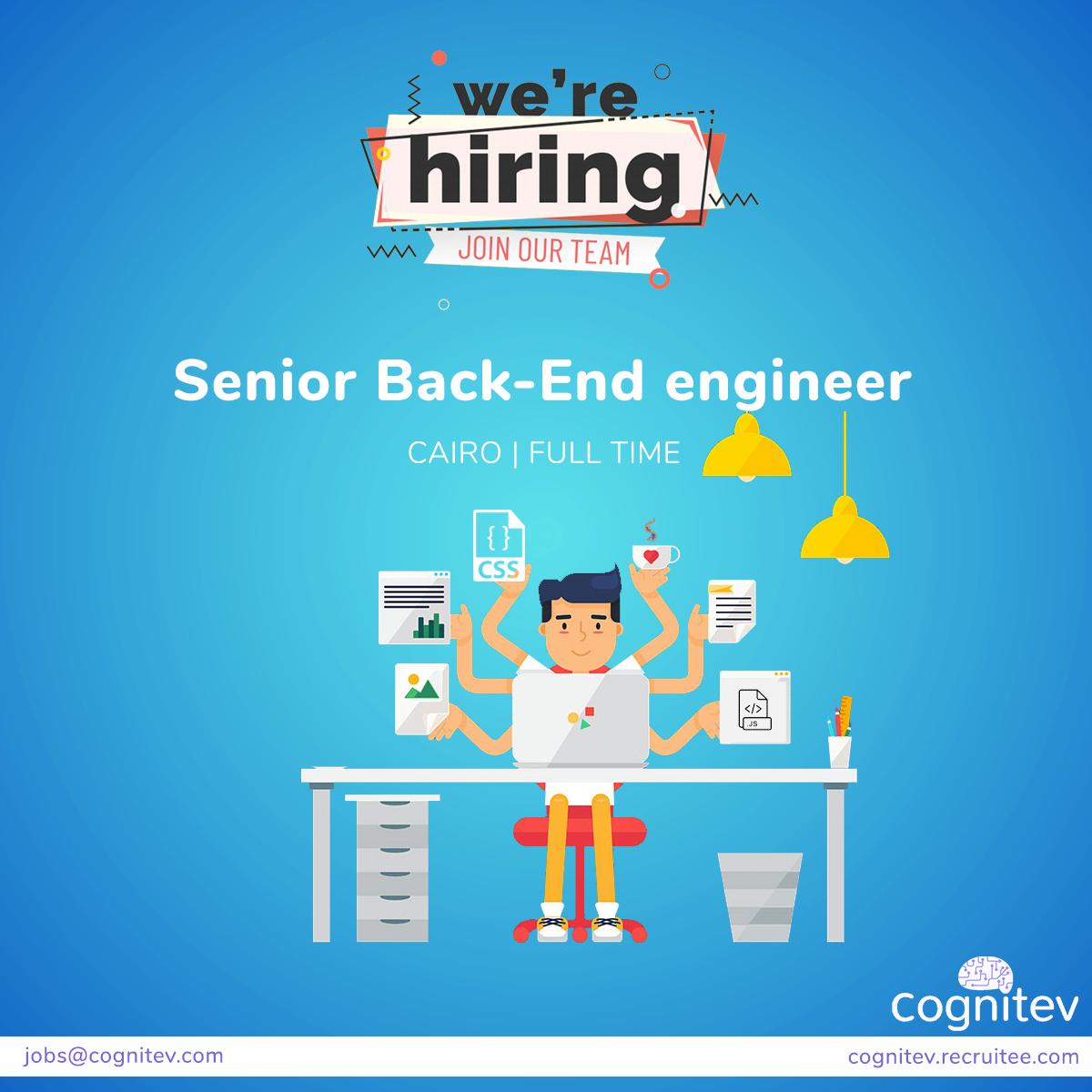 Cognitev's tweet photo. We are looking for a Senior Backend Engineer to join our team in Cairo! Apply now on https://t.co/KmEHCe7yWc https://t.co/MJYTURFneW