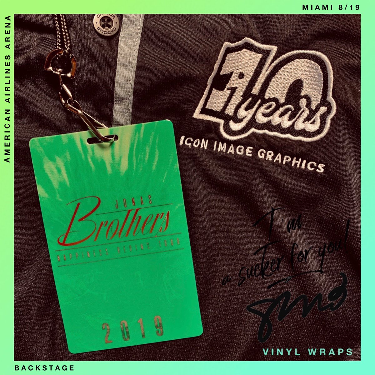 JONAS BROTHERS' HAPPINESS BEGINS TOUR 🎹 🎤 ✈️ #vinylwraps #downtownmiami #instrumentwraps #backstage #layednotsprayed #artdirection #vinylgraphics #iCONiC #worldtour
