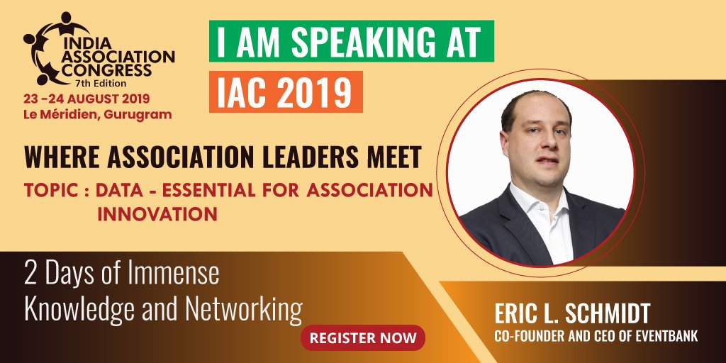 IAC4U's tweet photo. Eric L. Schmidt, Co-Founder and CEO of EventBank is the session speaker for the panel Data: Essential for Association Innovation at IAC 2019
Register - https://t.co/000KtSnPqJ
#IAC2019 #Association #Assnchat #Conference #EventBank #Data #Innovation https://t.co/5XytosTb3B