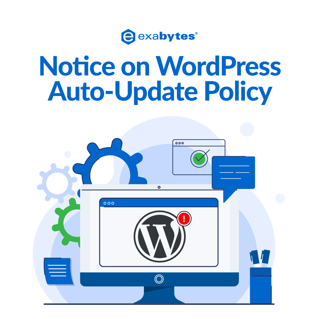 Exabytes_SG's tweet photo. [Updated: Aug 2019] Are you using WordPress? WordPress is having an Auto-Update Policy. 
-
Visit our blog to learn more: https://t.co/PdMx3RuljL
-
#WordPress #website #webdesign #webhosting #singapore #blogger https://t.co/2tHwuM7wPA