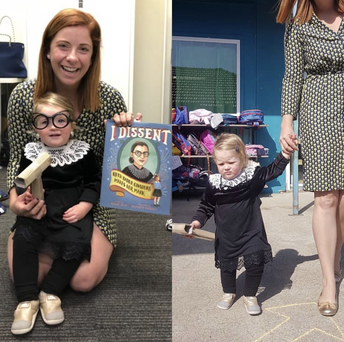 AnikaWells's tweet photo. A tale of two Book Weeks, pre and post election. I choose to start the story, now. Last year, C went as Ruth Bader Ginsburg to her Book Week Parade. It was a triumph. I hand sewed her collar and everything. As you can see, her happiness 💯 mirrored my own on parade. #auspol https://t.co/Gx8eRSKEiY
