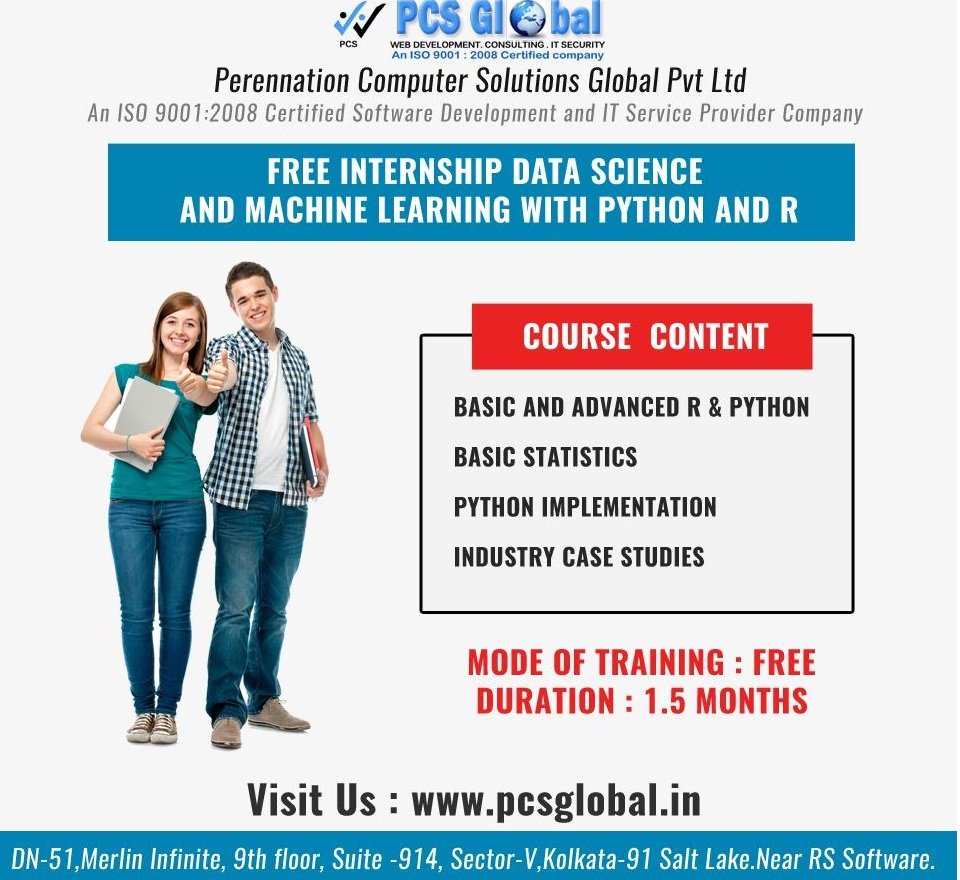 Get FREE INTERNSHIP with DATA SCIENCE and PYTHON  certified from PCS Global Pvt. Ltd.For details CONTACT US!
Mail :urmila.pcsglobal@gmail.com
call :8777418312 
Location-Kolkata & Bengaluru (also online available)
#freeinternship #software #career #job #python #contact_us #india