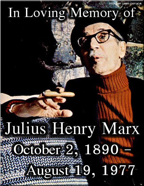 #Groucho: "I wish to be cremated . One tenth of my ashes shall be given to my agent, as written in our contact"
Remembering #GrouchoMarx who died peacefully 19th August 1977 aged 86.