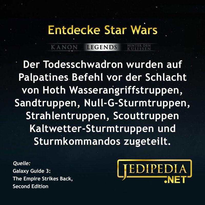 jedipedia's tweet photo. Moment, Sandtruppen?
https://t.co/xE6Q5UPvy9
#Jedipedia #EntdeckeStarWars #Todesschwadron #DeathSquadron #Palpatine #SchlachtVonHoth #BattleOfHoth #Stormtrooper #SandTrooper #ZeroGTrooper #ScoutTrooper #ColdAssaultTrooper #RadiationTrooper #SeaTrooper #StormCommando #GalaxyGuide https://t.co/V0zOXpXwaH