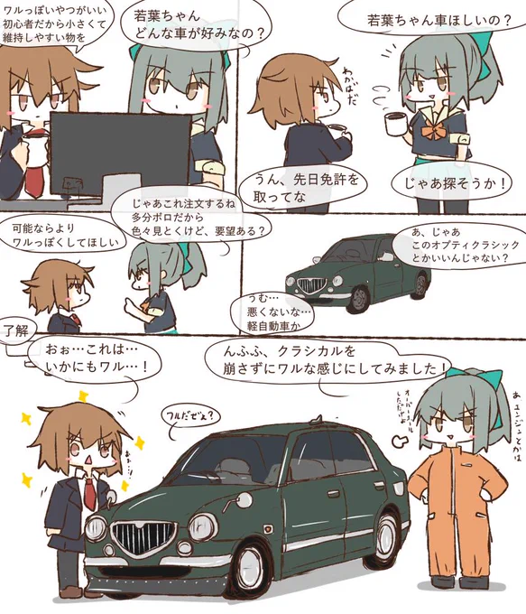 車を買った若葉 