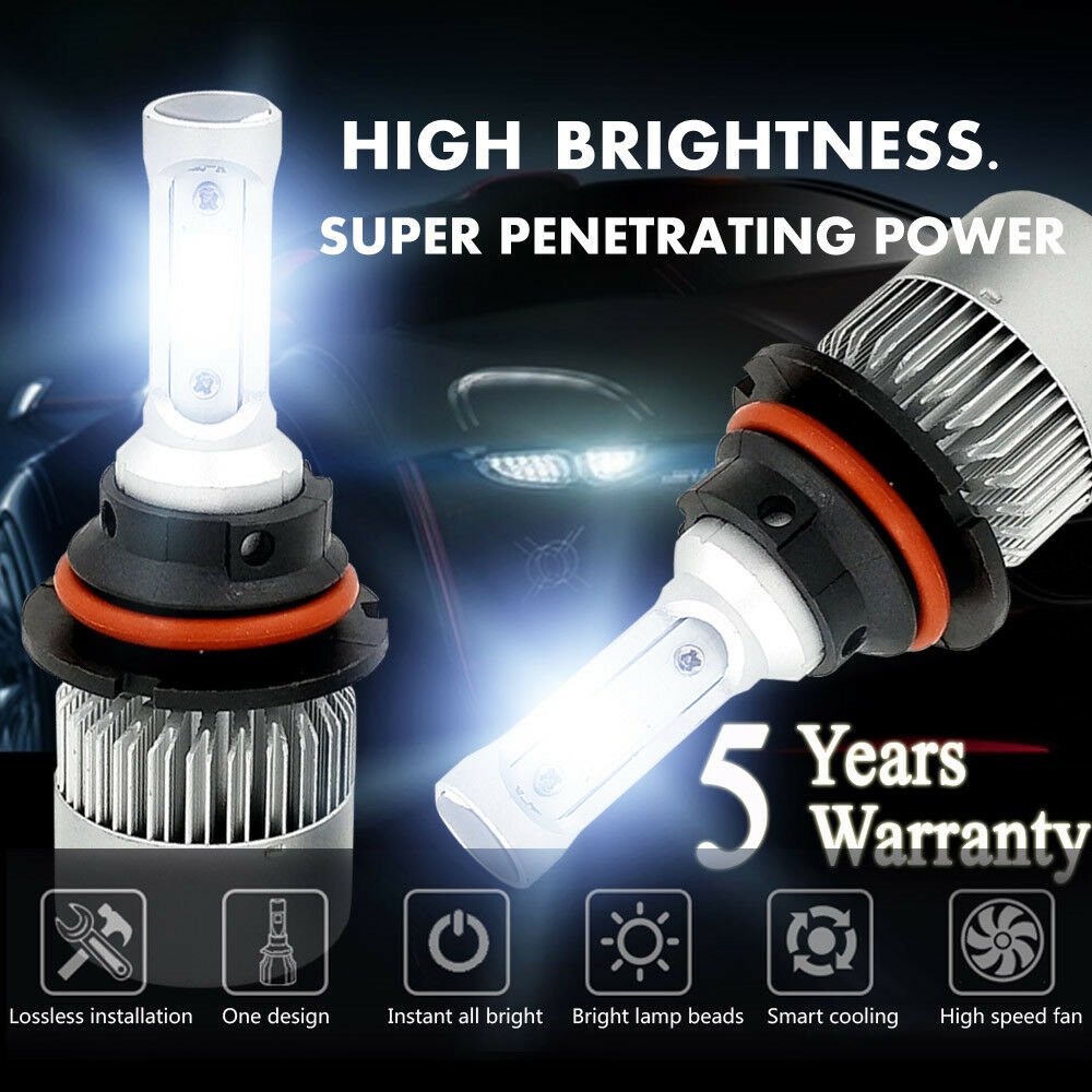 Pair H1 1500W 225000LM LED Headlight Kit High or Low Beam Bulb Xenon 6000K Power