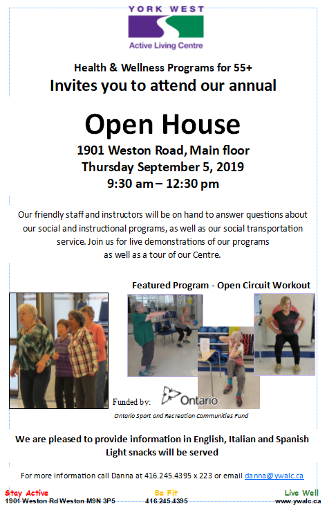 YWALC invites you to our annual Open House on September 5, 2019. Bring your family and friends!