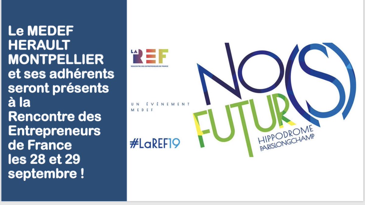 🌞<a href="/Medef34/">Mouvement des Entreprises de France #medef34</a> présent à #LaREF19 <a href="/medef/">Mouvement des Entreprises de France</a> #medef <a href="/MedefOccitanie/">Mouvement des Entreprises de France Occitanie</a> <a href="/HERVESamuel/">HERVE Samuel</a> <a href="/sophie_garcia31/">Sophie Garcia</a> <a href="/GeoffroyRDB/">Geoffroy Roux de Bezieux</a> <a href="/f_lesache/">Fabrice Le Saché</a> @patrick01martin <a href="/J_LucMonteil/">Jean-Luc Monteil</a> <a href="/dcarlach/">Dominique Carlac'h</a> #medef34 #Montpellier #herault #entrepreneuriat #REF