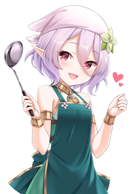 アニメ設定資料のコッコロちゃんの三角巾姿が素晴らしかったので・・
(※エプロンとかは勝手に妄想追加してます)
#プリコネR 