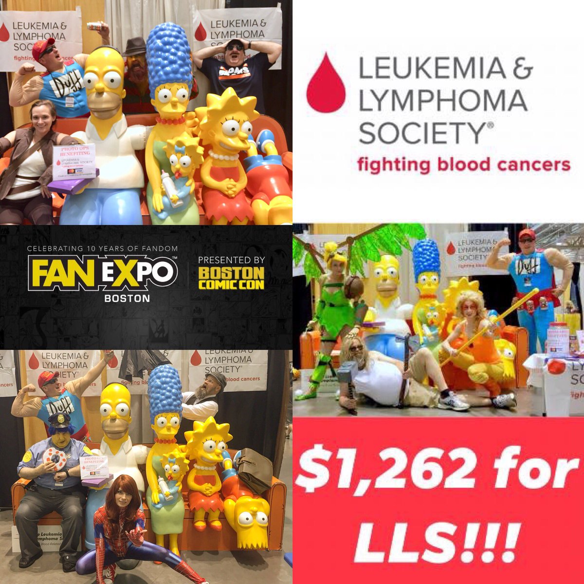 ZombieLeader1's tweet photo. There are 1,262 reasons to love @FANEXPOBoston. Thank you to everyone who dropped by our @thesimpsonscouchofri photo op in the Community Area (Booth 558) and made a donation to @LLSusa! #somedayistoday #lls #FANEXPOBoston2019 #fanexpo #fxboston #FXB19 #cosplay https://t.co/YxZJNw2M5a