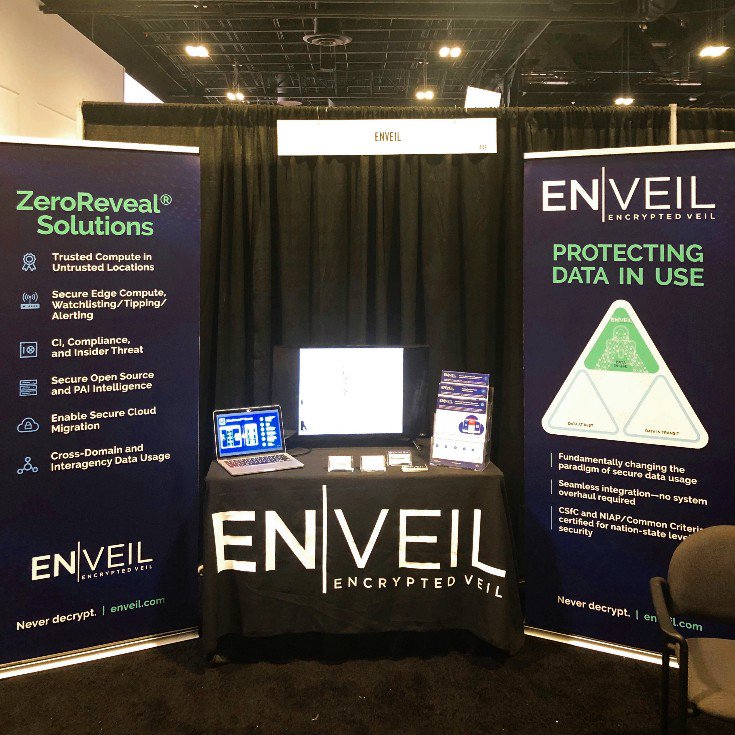 enveil_inc's tweet image. We&apos;ve hit the ground running at #DoDIIS19! If you&apos;re here in Tampa, swing by Booth 449 to see how we allow data to be securely processed with sensitive indicators while remaining in the untrusted domain, extending the boundary of trusted compute. #datasecurity #DataInUse