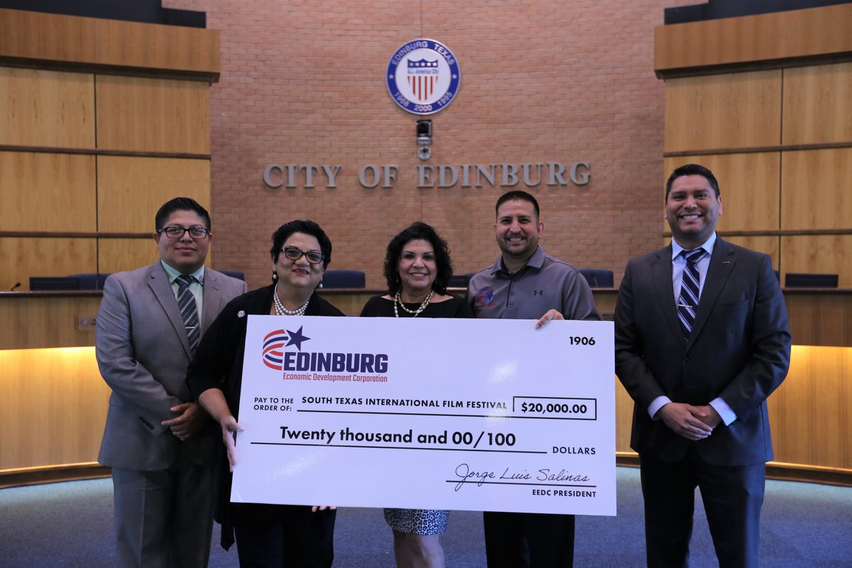 Congratulations to the library for receiving a $20,000 check from our Edinburg EDC for their upcoming South Texas International Film Festival!