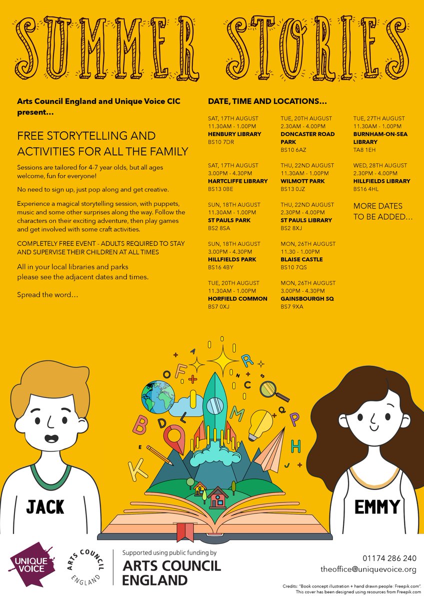 SomersetLib's tweet image. @UniqueVoice_CIC will be hosting storytelling and activities at #BurnhamLibrary, Tues 27th August 1130-1300. Story and craft session tailored for 4-7’s but fun for everyone, so all welcome! No need to book just turn up and get creative. #CreativePlay #SummerFun