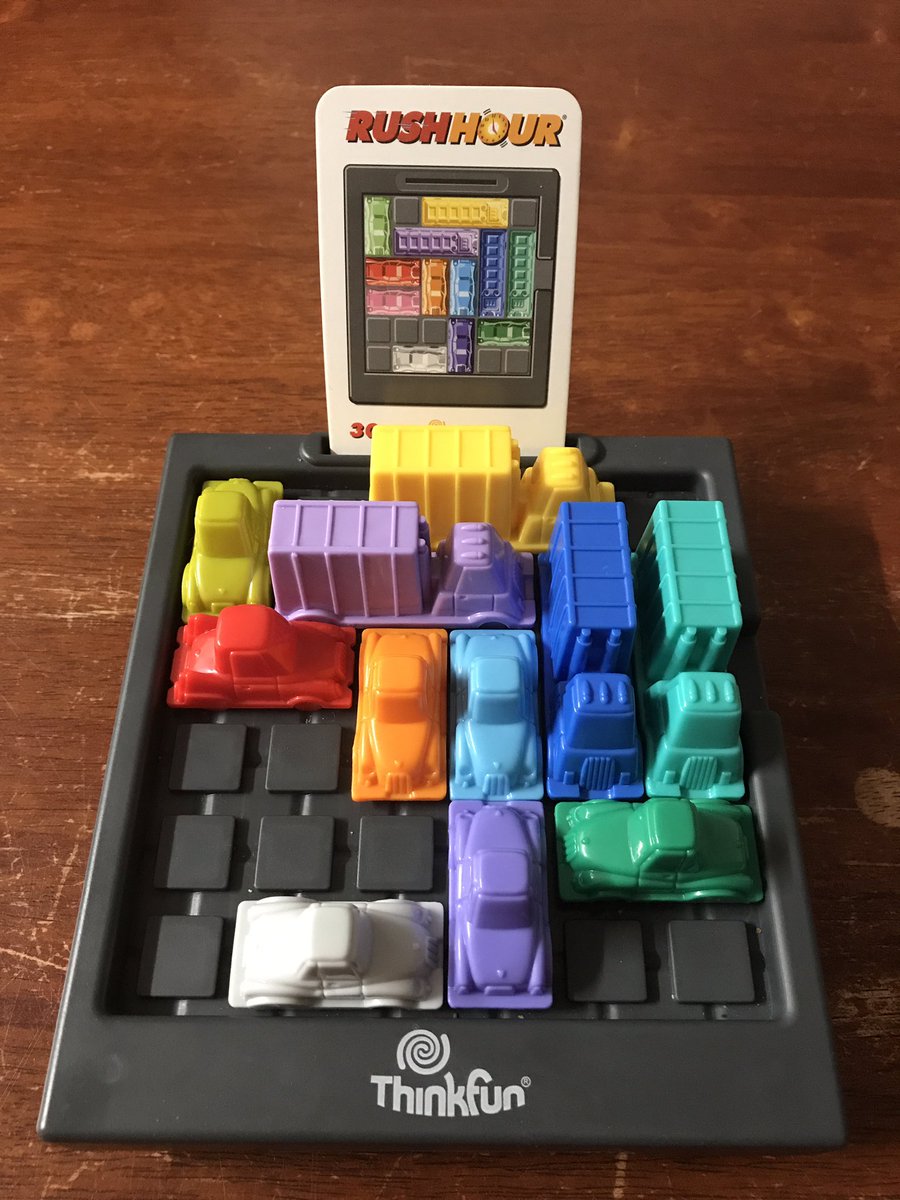 Kids asleep, house to myself, settling with my new favourite game ‘Rush Hour’ by <a href="/ThinkFun/">ThinkFun</a>. Screens away for the evening!