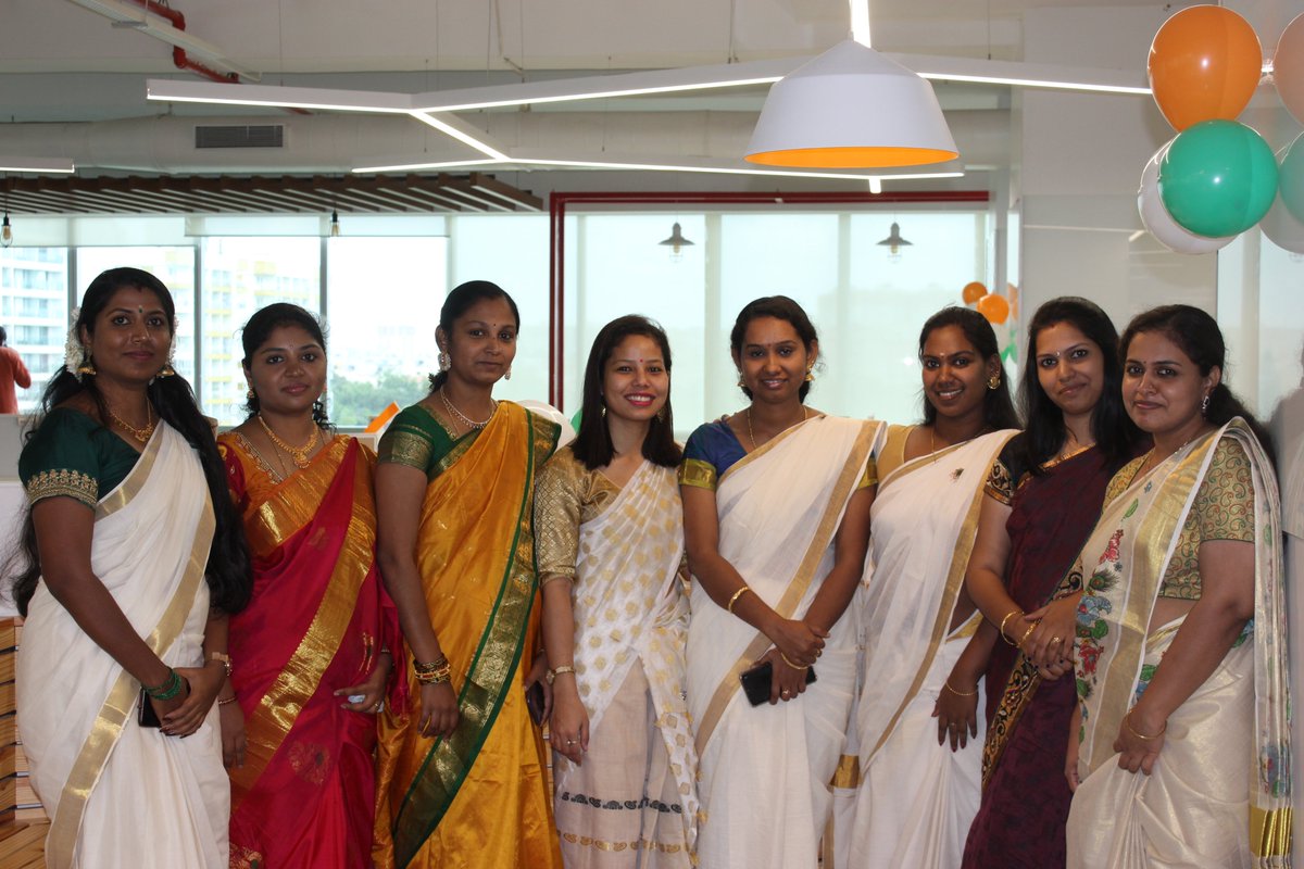 ReverieTech's tweet photo. Here’s how we celebrated #IndependenceDay at Reverie. A peek into India's unity in diversity with our multilingual teams that work together to create #languageequalityontheinternet. Here we are - representing #India, its multiple colors and diverse cultures. #funatreverie #fun https://t.co/rjkWQ4fOeT