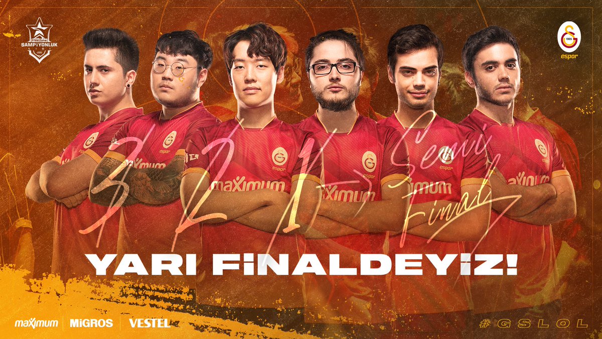 GSEsports's tweet photo. 🏁 3,2,1 ➡️ Yarı final! #GSLOL 🦁 https://t.co/sBQOlaGSTN