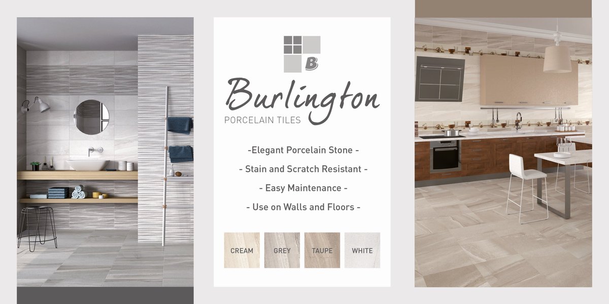 braceystile's tweet photo. If you’re looking for a low maintenance, stain and scratch resistant #tile that still oozes #elegance, look no further than our #Burlington #Porcelain tile range. Available in Cream, Grey, Taupe and White these tiles will add style to any room! https://t.co/CfiO44RME3
