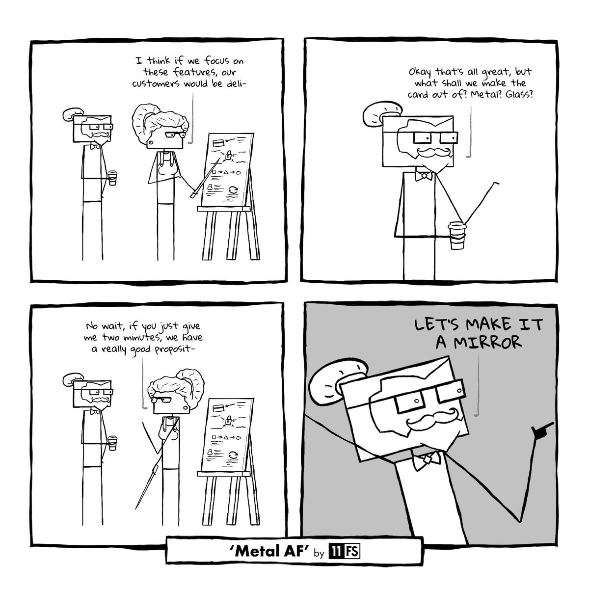 davidbrear's tweet photo. There's been a lot of hype over whose metal card is the flashiest recently much to either the delight or nonchalance of customers...
.. let's see how long this one lasts 😉😉😉
#11fscomic https://t.co/RhCaF3GM7M