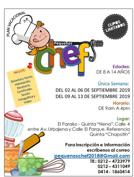 PChef2018's tweet image. El mejor Regalo para los pequeños de la casa en estas vacaciones. Plan Vacacional PEQUEÑOS CHEF 2019, una experiencia de sabores que involucra a toda la familia. Escríbenos a pequenoschef@gmail.com y te ampliamos la información @UrbElParaiso @ParaisoActivo