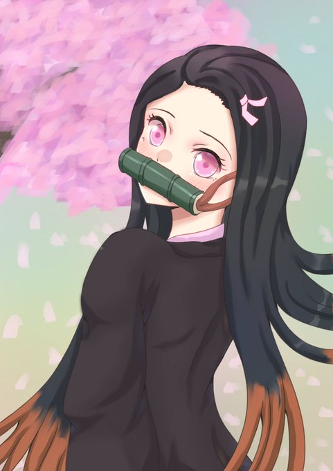 ラムダλさんがTwitterに投稿した竈門禰豆子(鬼滅の刃)のイラスト。