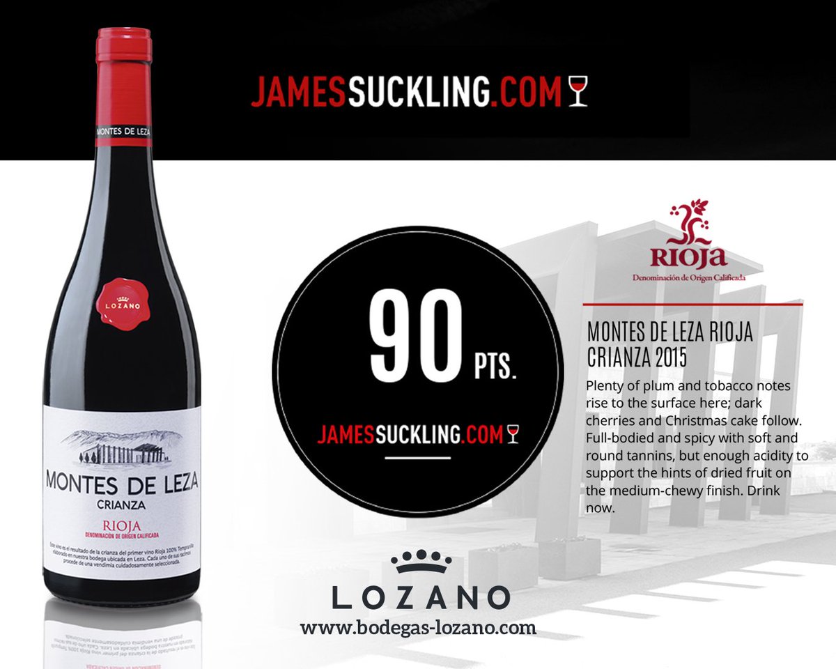 BodegasLozano's tweet photo. Esta semana dos de nuestros vinos han sido calificados con 90 y 91 puntos respectivamente por @JamesSuckling , uno de los críticos de vinos más importantes del mundo.

Todo un honor 😊

#jamessuckling #rioja #riojawine #foodandwine #winetime #wines #wineph #winelovers https://t.co/jilLBTvdRL