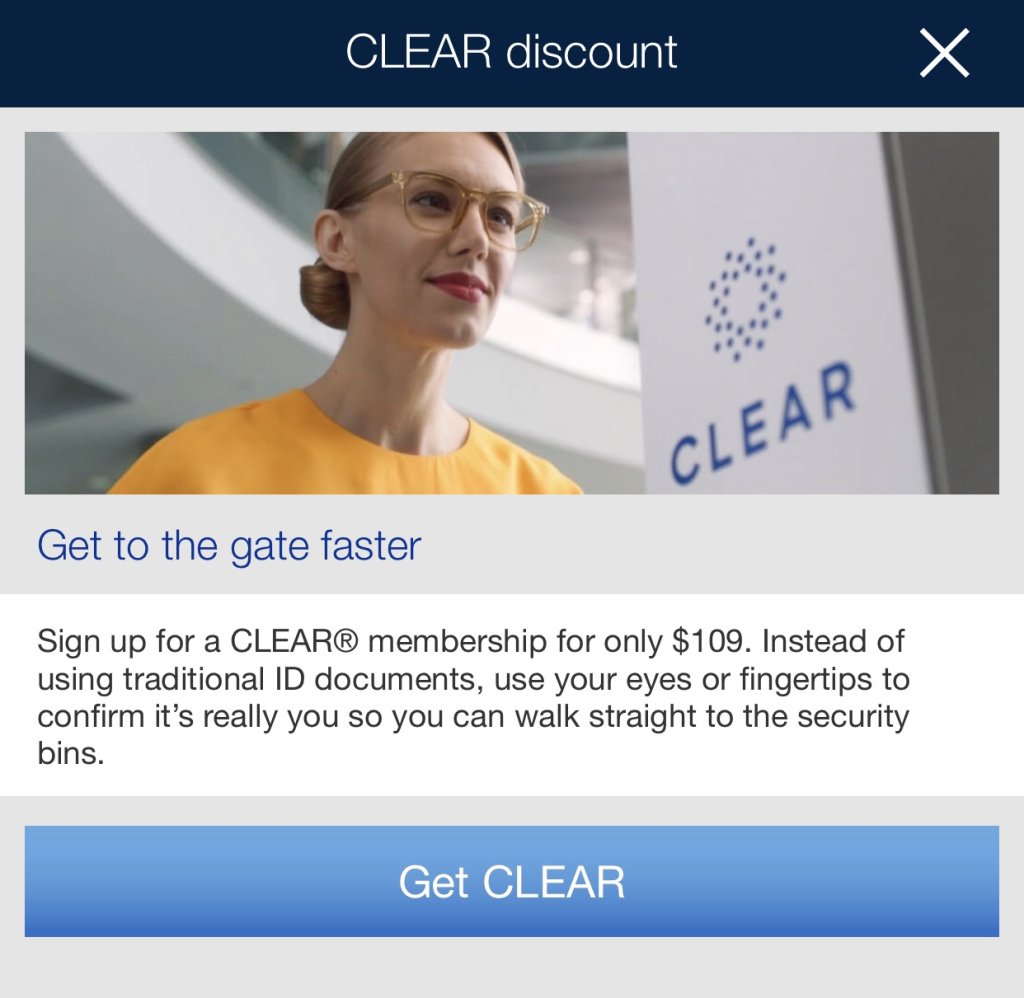 TravelisRewardn's tweet photo. United’s CLEAR Discount Is Live https://t.co/Fsimsx04Wv https://t.co/x9z1Gmlube