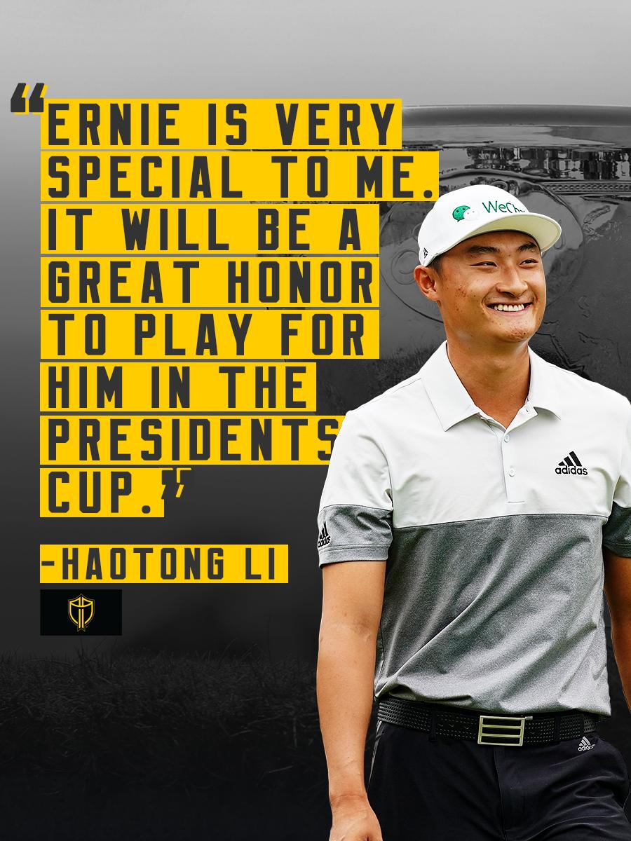 The first to represent mainland China in the Presidents Cup, @haotong_li will wear the #IntlTeam shield proudly for Captain @TheBig_Easy.