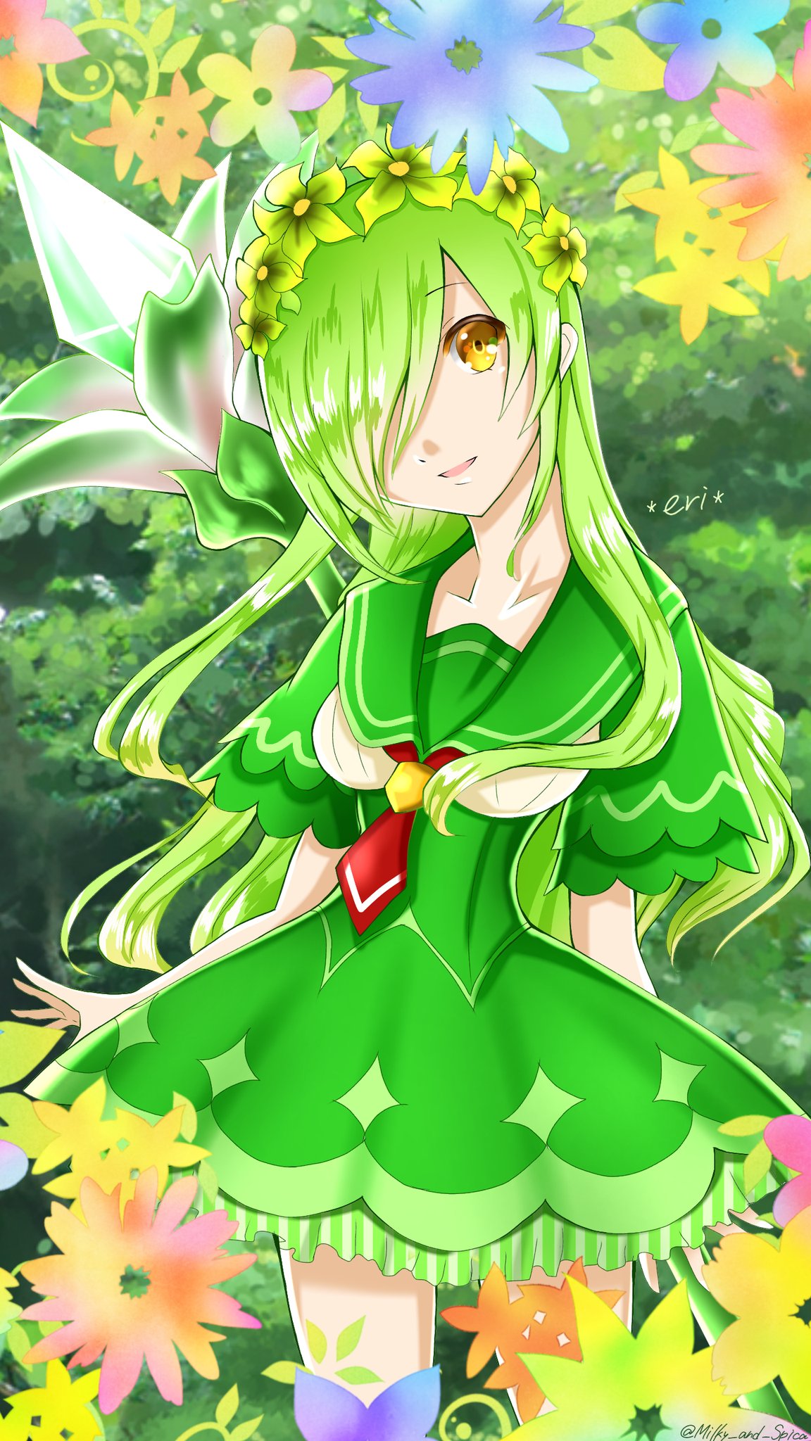ｍｉｌｋｙ パクス テクニスタ派 フレさんのイラストがようやく完成 受注してからだいぶ時間帯経ってしまって申し訳ない コーデの通り 森の妖精さんをイメージしてみました オシャレがかわいいフレさんです トーラムイラスト トーラム トーラム