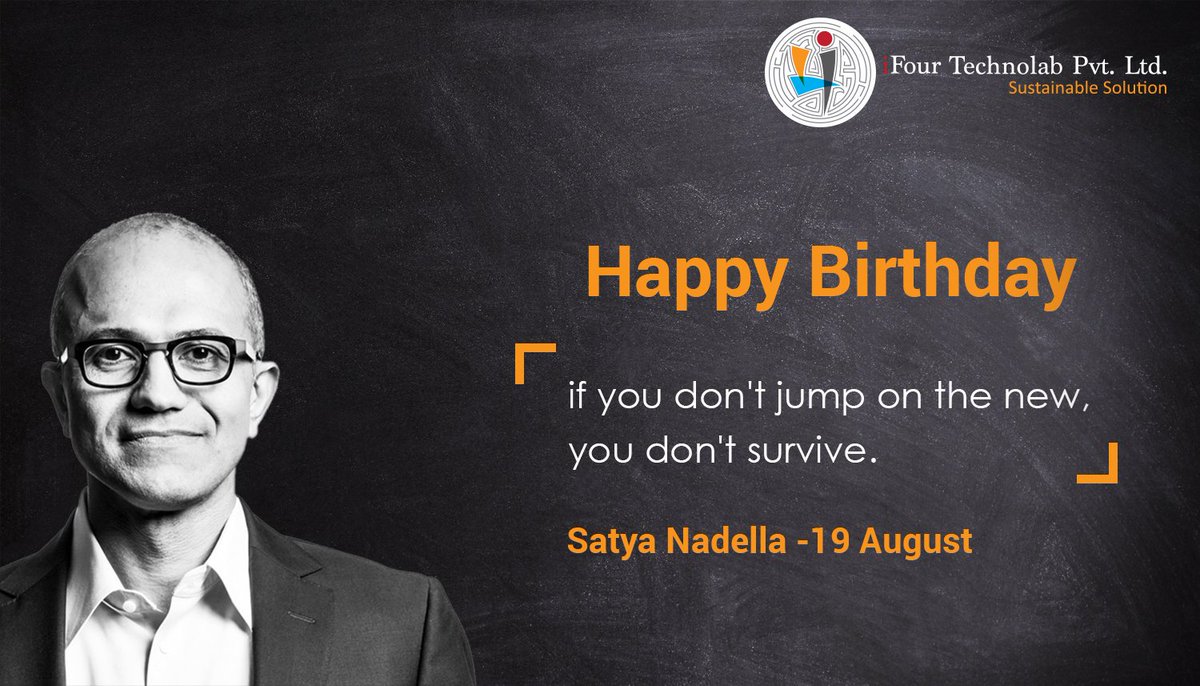 consultifour's tweet image. Happy birthday to the CEO of @Microsoft and an engineer and Indian American business executive  #SatyaNadella .

@consultifour #CustomSoftwareDevelopmentCompany #DotnetDevelopmentCompany #MicrosoftTechnologyDevelopmentCompany