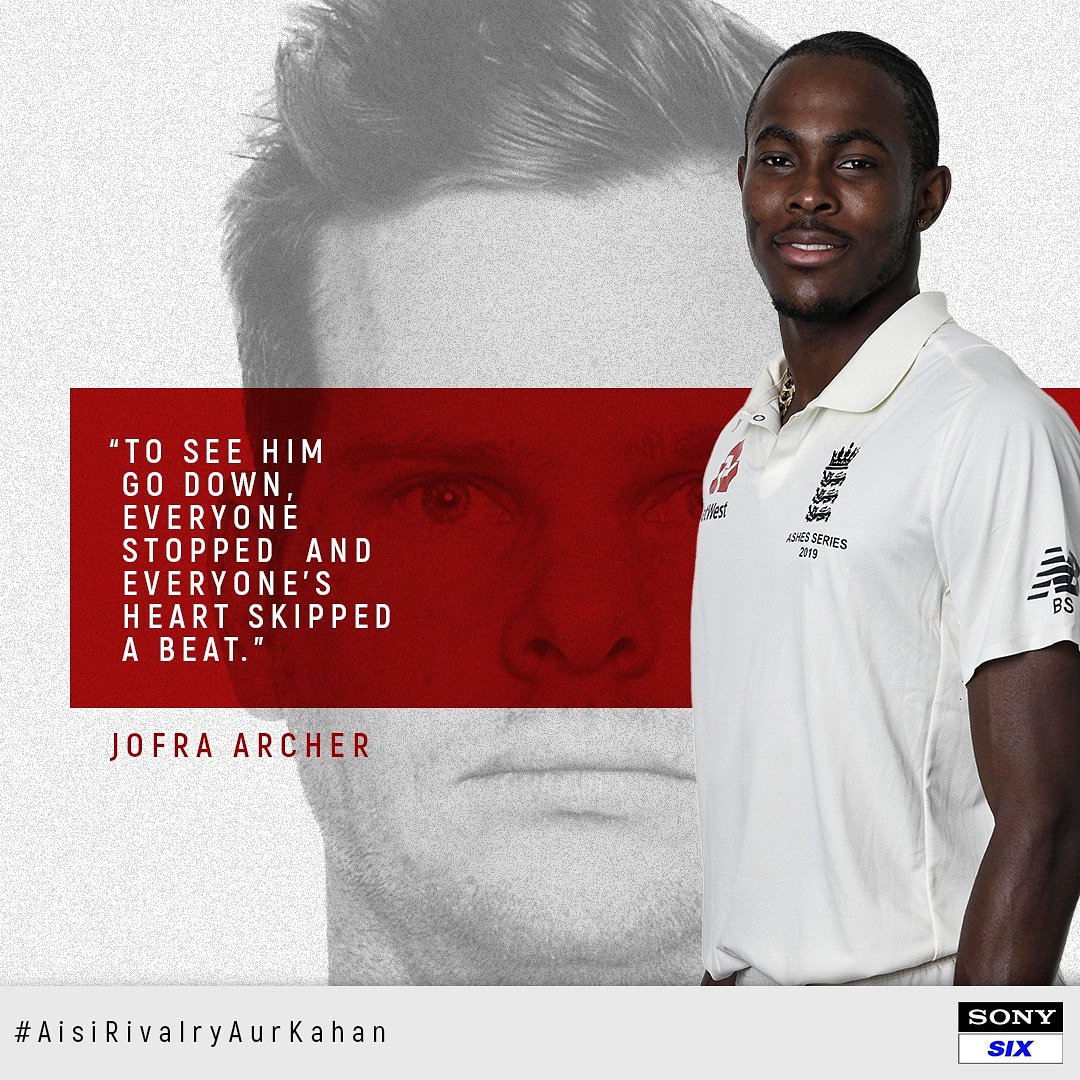 SonySportsNetwk's tweet photo. What was your reaction when Steven Smith was knocked down? 😮😮

Watch #Ashes 🏏 live on SONY SIX &amp; SONY SIX HD. 📺

#SPNSports | #AisiRivalryAurKahan https://t.co/2zrka0cxV3