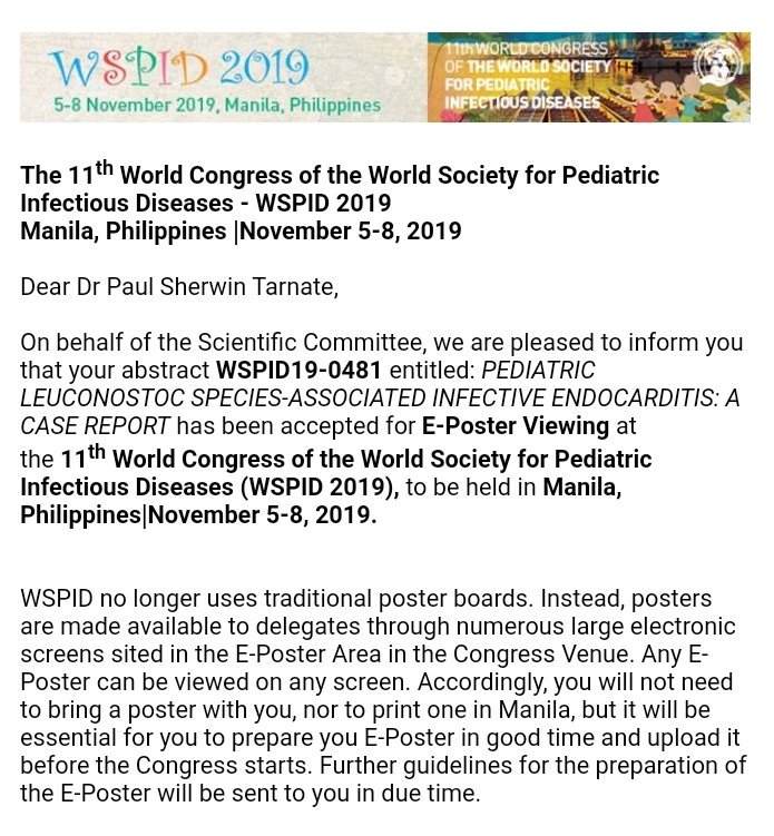Good news! #WSPID, here we go! 
#WorldCongress
#PediatricInfectiousDiseases