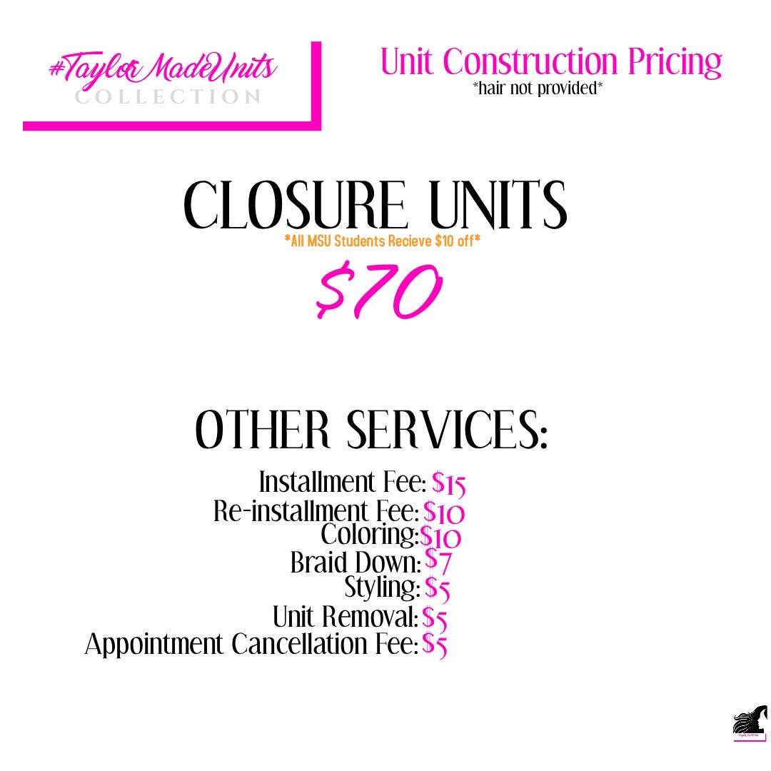 taylormadeunits's tweet photo. New pricing!
#taylormadeunits #morganstateuniversity #MSU20 #MSU21 #MSU22 #MSU23 #wig #unitconstruction #talktomenice https://t.co/J6X0IgkEEB