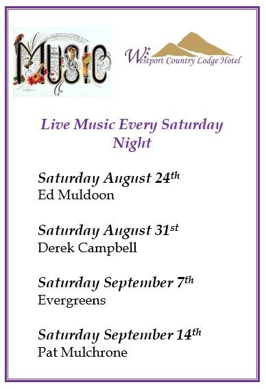 Music every Saturday night live in the bar from 9PM