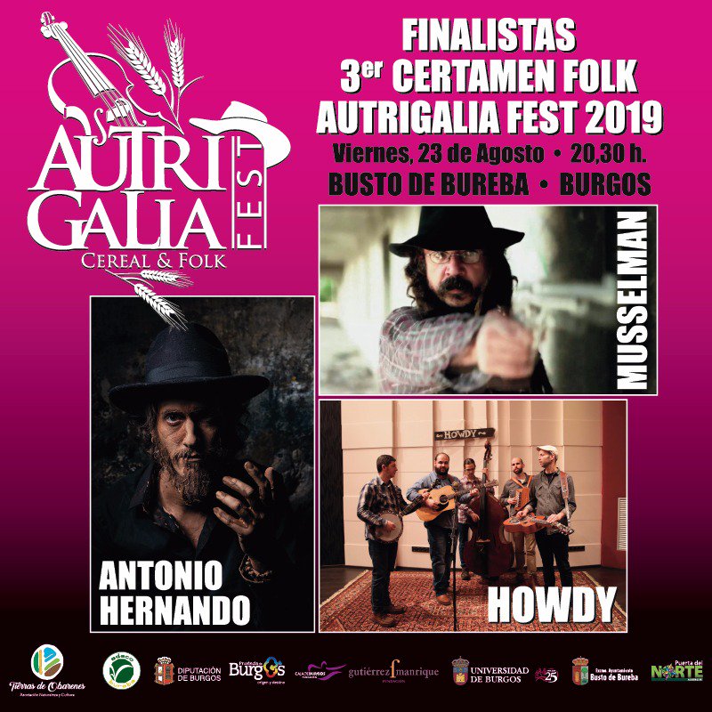 Finalistas del III Certamen Folk <a href="/AutrigaliaFest/">AuTrigalia Fest</a>  2019 <a href="/ahernandomusic/">Antonio Hernando</a> <a href="/musselmansound/">Musselman</a> <a href="/SsHowdyBand/">Howdy SS</a> #Burgos <a href="/AdecoBureba/">Adeco Bureba</a>  <a href="/GO_BURGOS/">LaguíaGO! Burgos</a>  <a href="/degustabureba/">DEGUSTA BUREBA</a> <a href="/Burgando/">BurgandoenBurgos</a> <a href="/emergentes_es/">Emergentes</a> <a href="/ballesterock/">Ballesterock</a> <a href="/americanaESP/">Americana ESP</a> <a href="/Musincronizados/">Musincronizados</a> <a href="/BeXLmagazine/">Be XL Magazine ☂️</a> <a href="/musicafolk_/">Música Folk</a> <a href="/Dirty_Rock/">Dirty Rock Magazine</a> <a href="/insonoro/">Insonoro</a> <a href="/BurebaHoy/">Bureba Hoy</a>