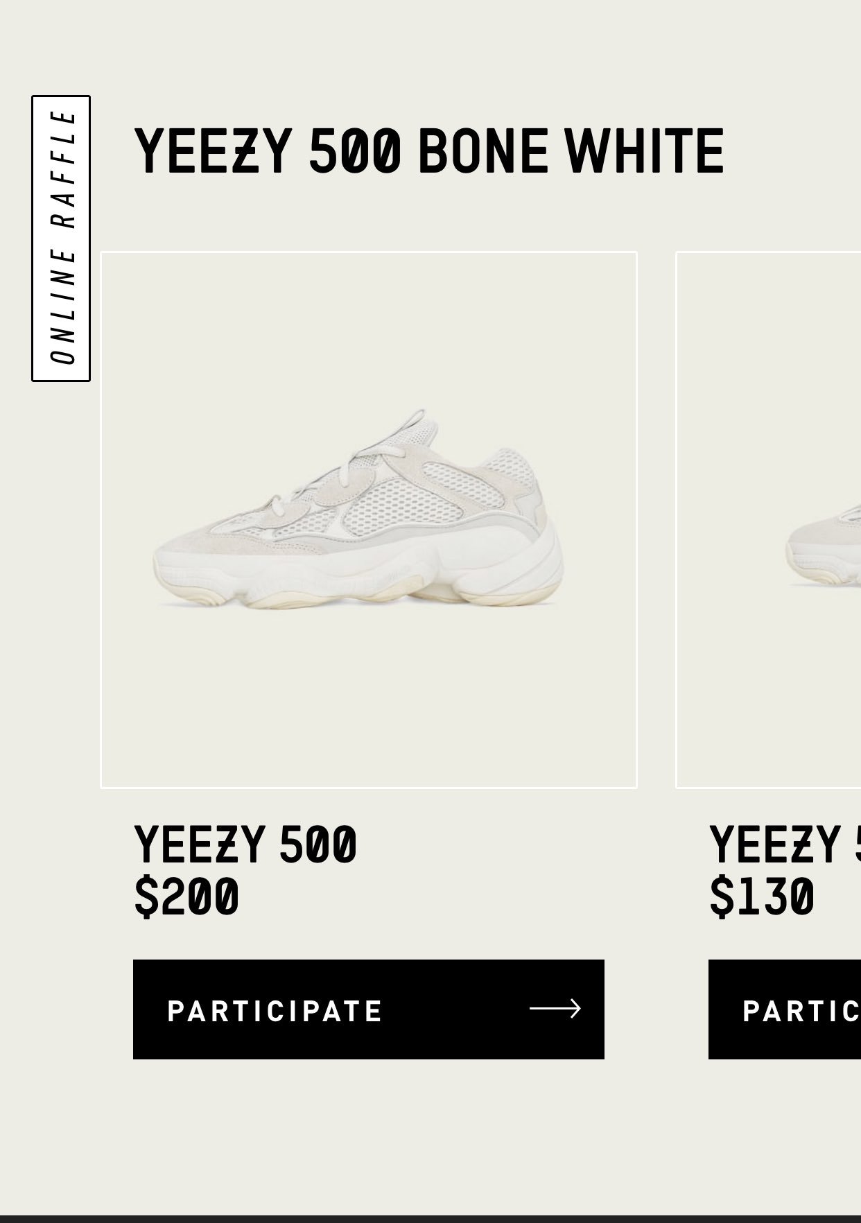 yeezy bone white raffle