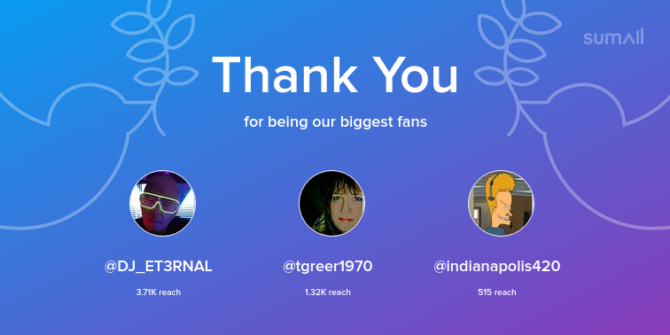 ronbeineke's tweet photo. Our biggest fans this week: DJ_ET3RNAL, tgreer1970, indianapolis420. Thank you! via https://t.co/P8wWrcqzEX https://t.co/2CpSwP14Jv