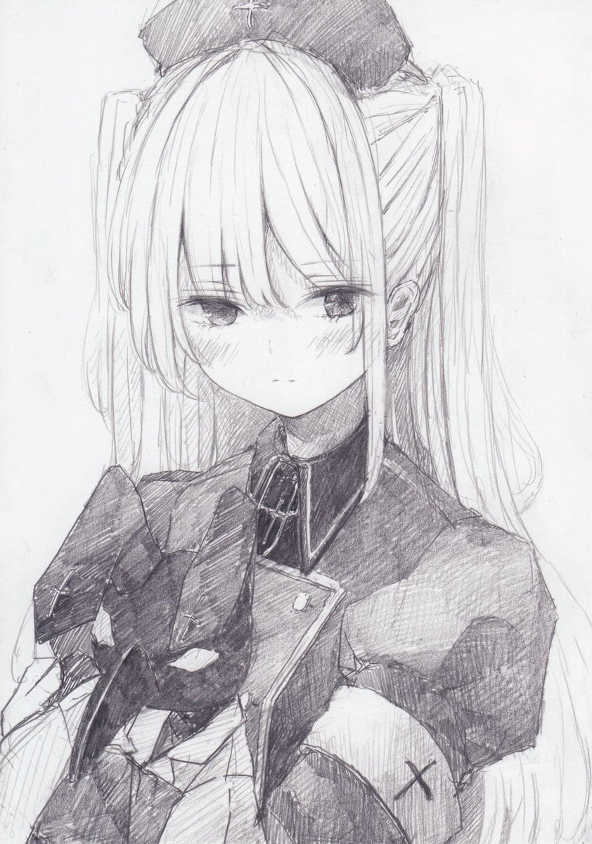 「シャーペンで描きました。
薬袋カルテちゃん
#karte_art 」|くろいうさぎのイラスト