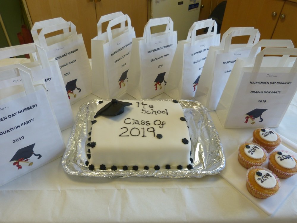 All the children and families had a great time at Harpenden's graduation ceremony. They played party games and had a presentation, where each child was given their special printed graduation photograph, a book start pack, party bag, cake and a gift.