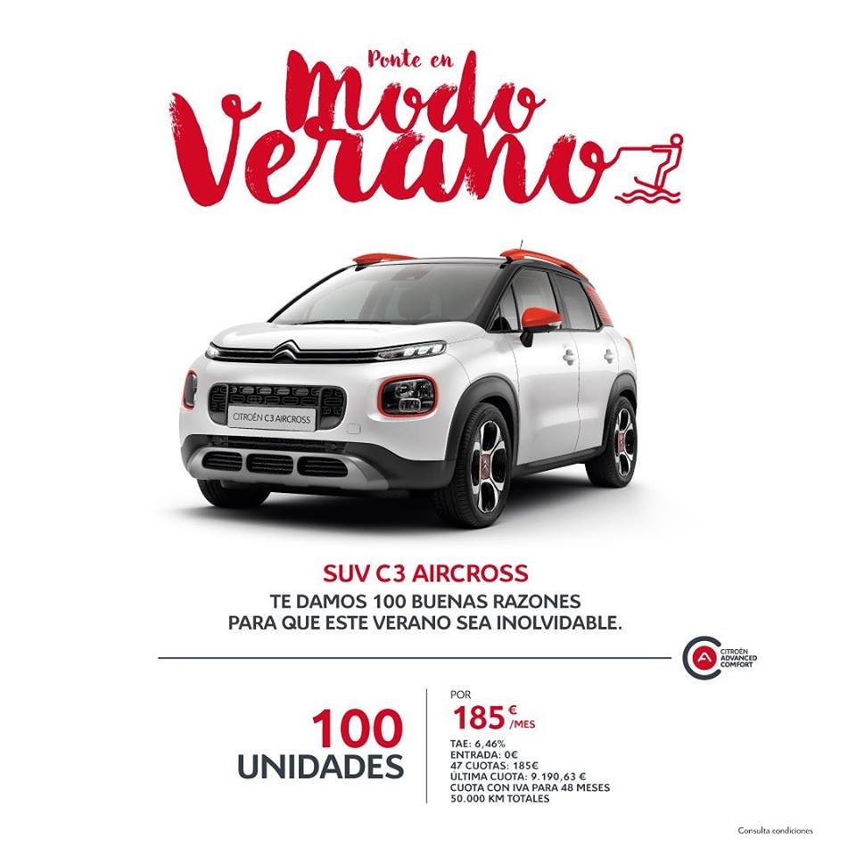 GrNoya's tweet photo. ¡Haz de este verano uno inolvidable! 🏖 🌞

Paséate en un precioso #SUV #Citroën #C3Aircross por solo 185* €/mes. #Noyamóvil #Santiago

*Consulta condiciones en punto de venta https://t.co/igsd4tVpjw
