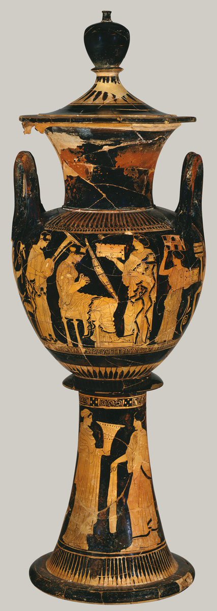 In many cases, the artists painted scenes appropriate for the context in which the pots would be usedSome water-vessels (hydriai) have paintings of women using hydriai to fetch water at a fountain. We have special marriage vessels that depict weddings.  #TheOriginalMeta/12