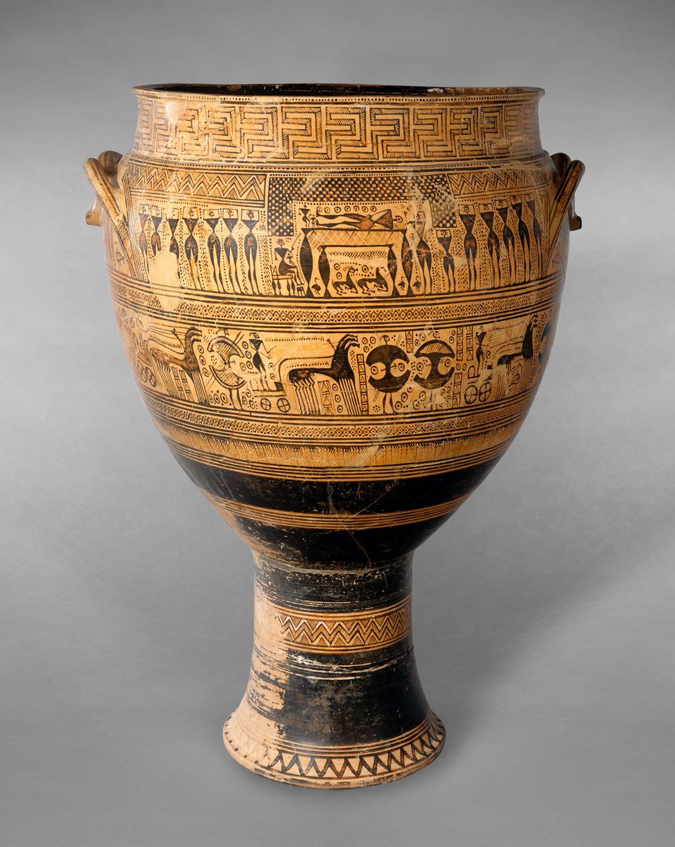 But, most of the painted Athenian pots you see in museums came from tombs. After all, the pots thrown away in the trash typically broke into small piecesIn early Athens, huge pots (some decorated w/ funeral scenes) were even used as grave markers/14